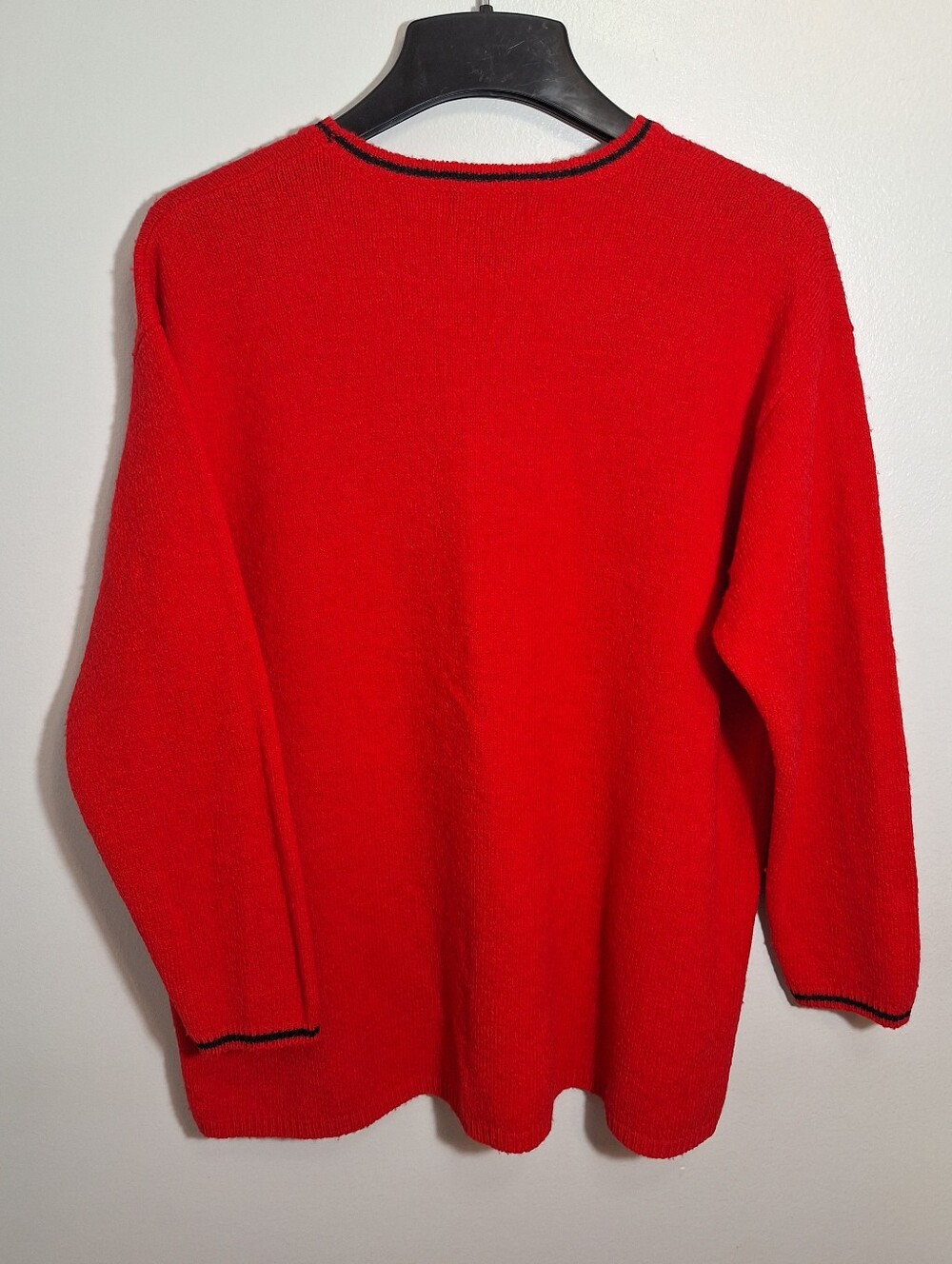 The Limited Red W/Black Accent Crewneck Pullover Wool Blend Sweater Womens Large